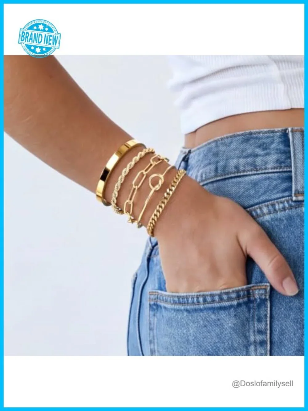 S925 Sterling Silver Chunky Cuban Link Chain Bangle Bracelet Set for Women
